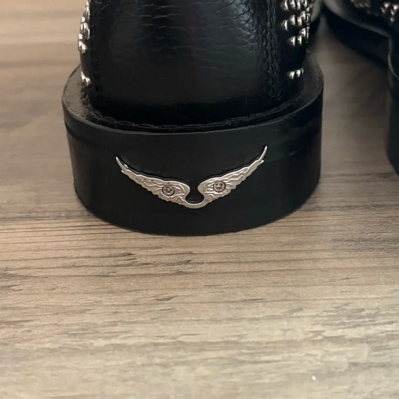Zadig & Voltaire Womens Boots Laureen Studded Pebbled Leather Italian‎ Size 39